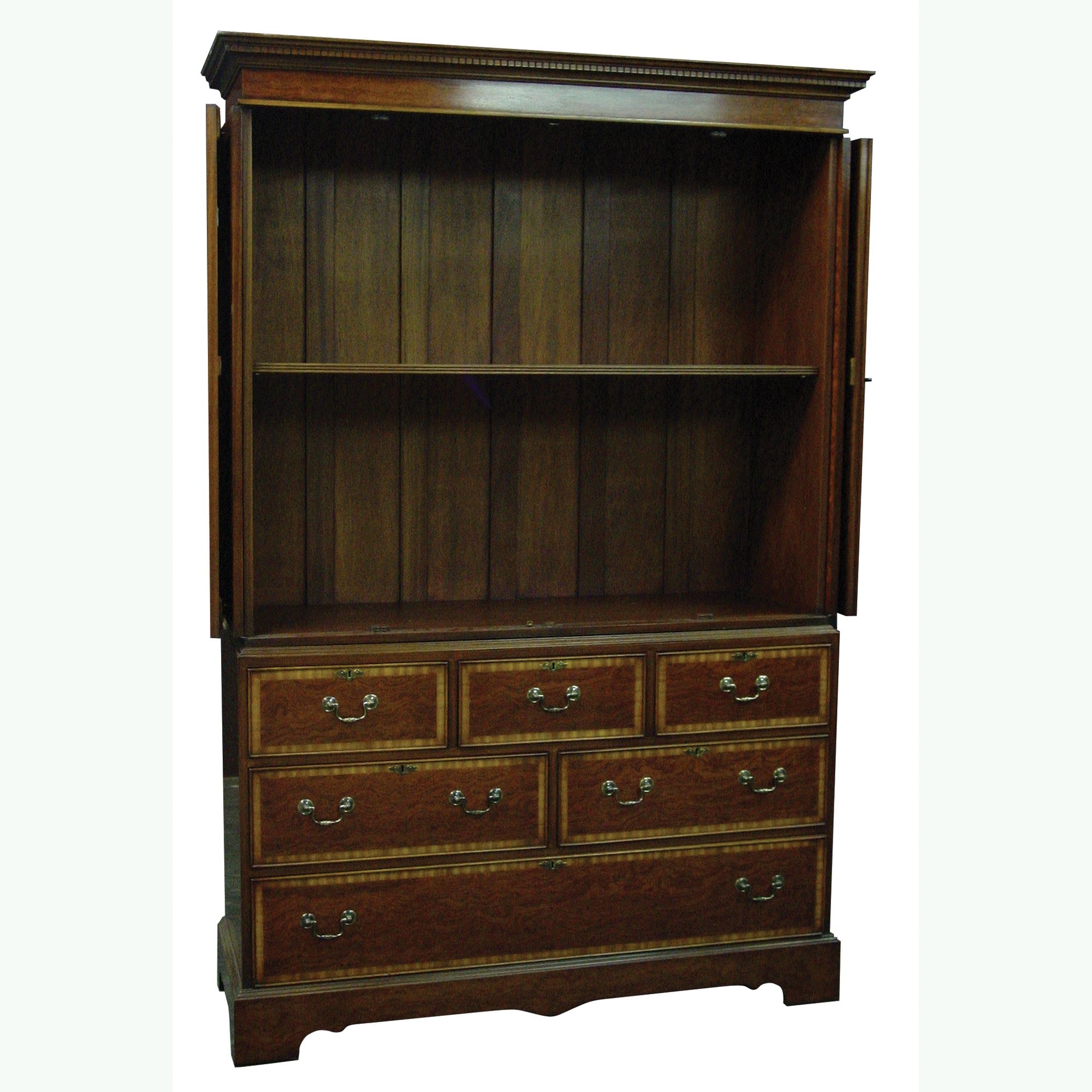 Exotic mahogany satin banded bifold panel door TV